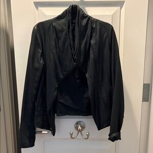 Vince Black Draped Leather Jacket